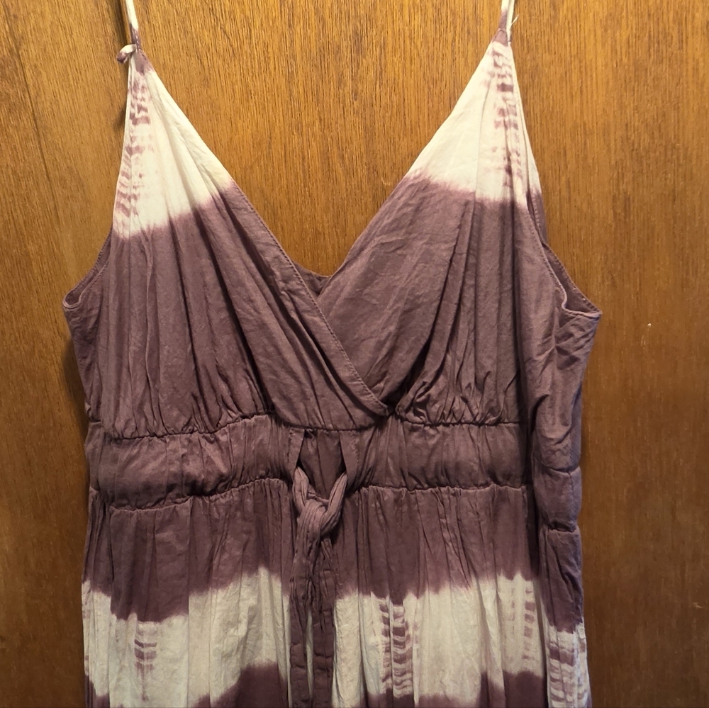 HOST PICK! 🎉🎊Metro 7 Mauve & White Tie-Dye Midi Summer Dress Sz8 - Picture 3 of 10